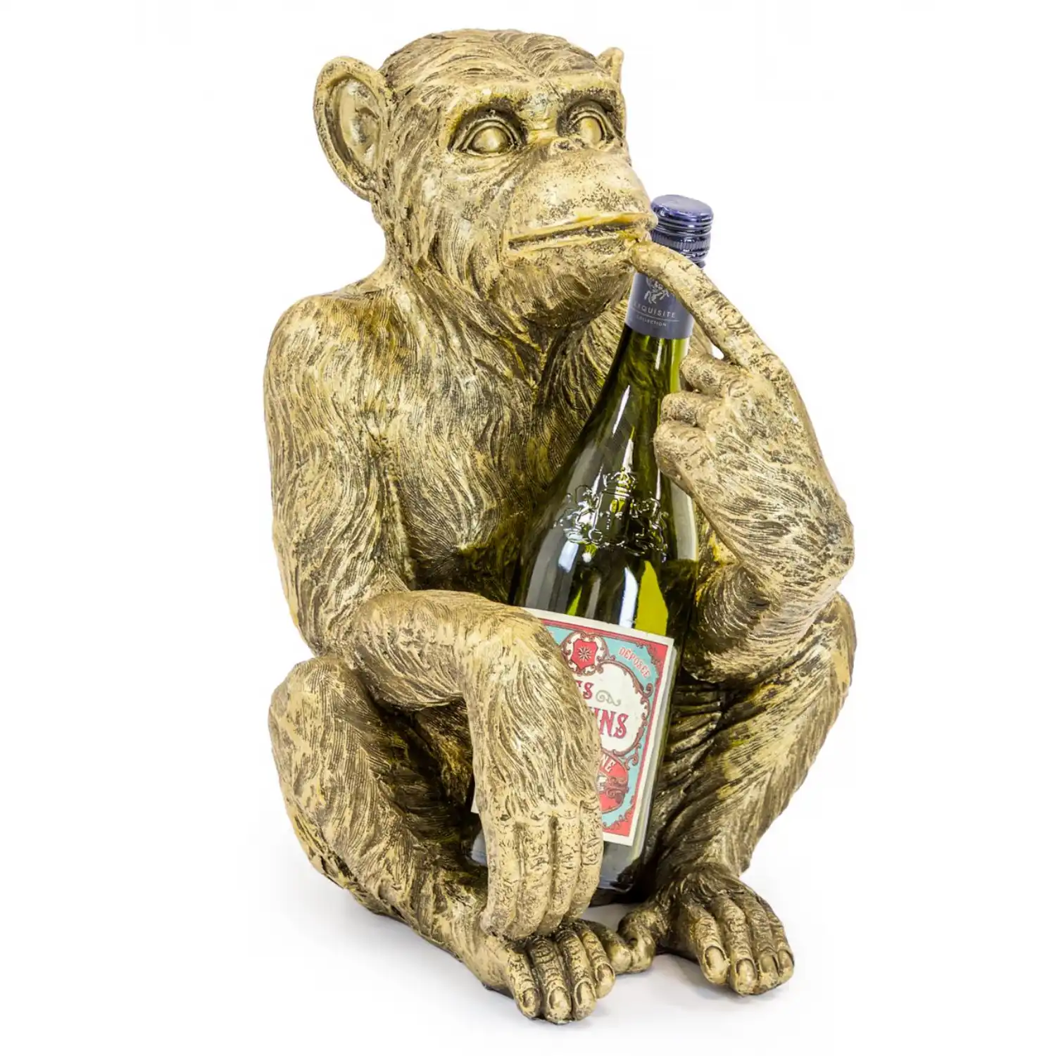 Gold Sitting Monkey Bottle Holder