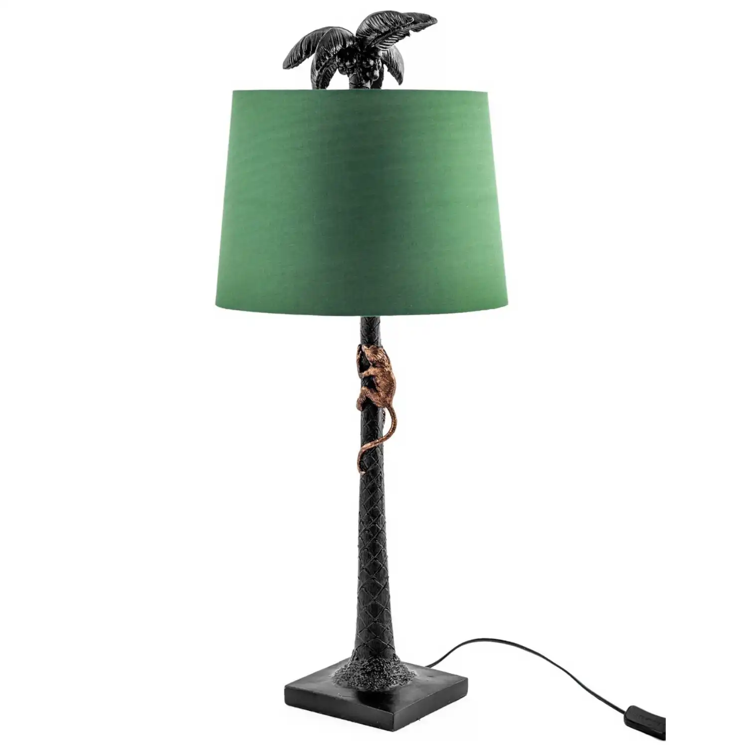 Black Palm Tree Climbing Monkey Table Lamp