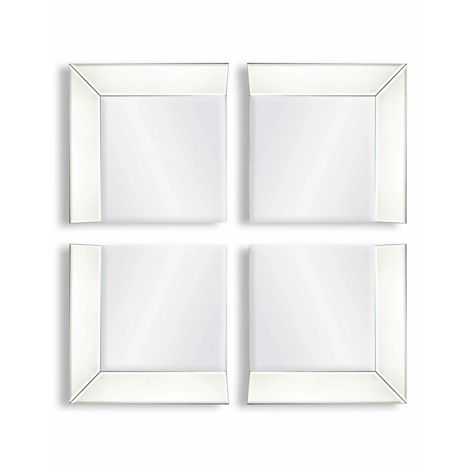 Square 4 Corners Glass Framed Wall Mirror Set
