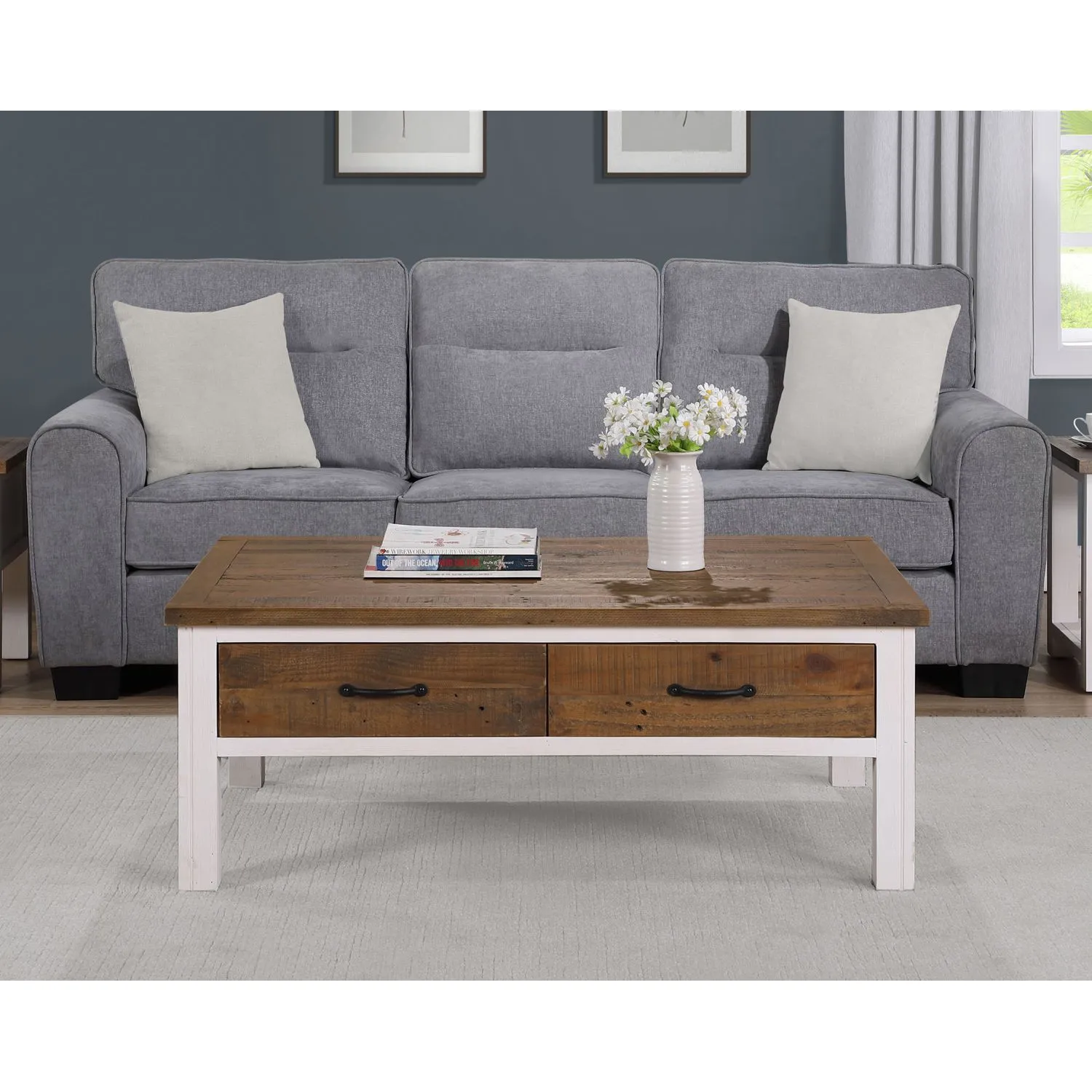 Splash of White Coffee Table With Four Drawers