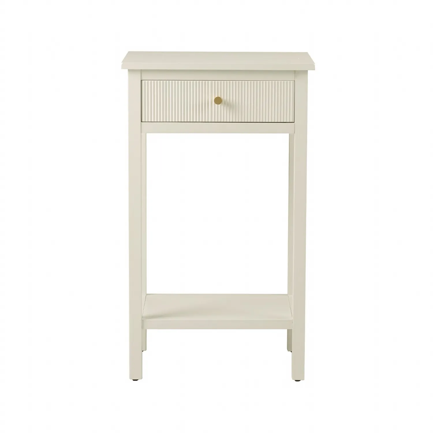 Lindon 1 Drawer End Table White With Gold Handles